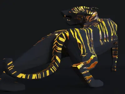 Low Poly Tiger Sculpture  Low-poly 3D model