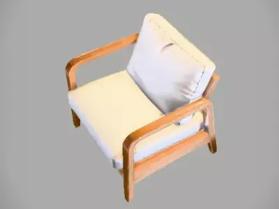 Minimalist Wooden Armchair 3D Model Modern Furniture Free low-poly 3D model