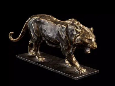 Tiger statuette PBR lowpoly Low-poly 3D model