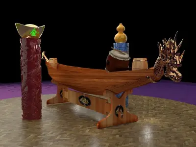 Chinese dragon boat  3D model