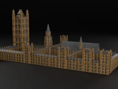 Low Poly London Big Ben Low-poly 3D model