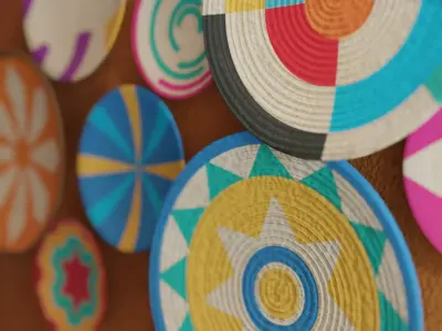 Platos Decorativos para Pared de Yute con Colores Mexicanos 3D model