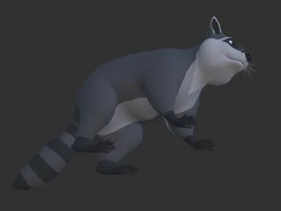 Cartoon Raccoon Low-poly 3D model buy