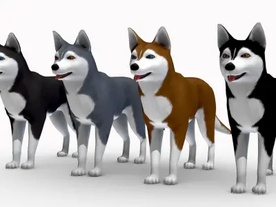 Husky dog Low-poly 3D model purchase