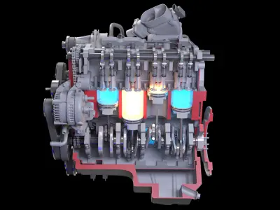 How Engine Ignition Works Cutaway Animation 3D model