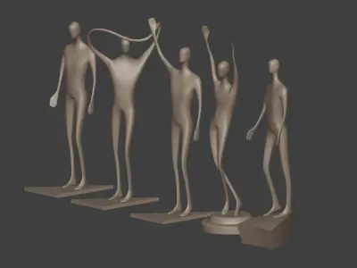 Abstract Man Figurine Pack Low-poly 3D model