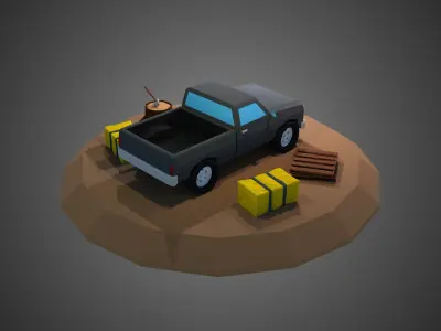 Low Poly Old Farm Truck Free low-poly 3D model