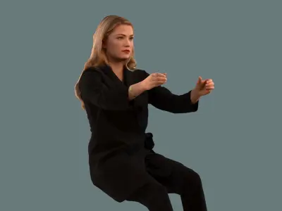 Low-poly set of 3D women driving a car 3D model