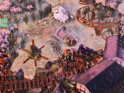 FREE Japan Sky Village overlooking Mount Fuji Free 3D model