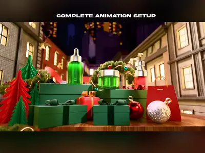 Christmas animation setup for product visualization Low-poly 3D model