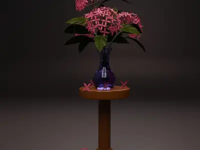 Ixora Flower Vase 3D model