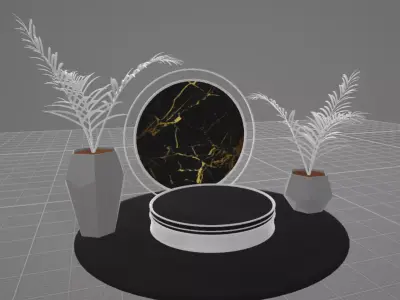Stage-5 table with plants and vase Free 3D model