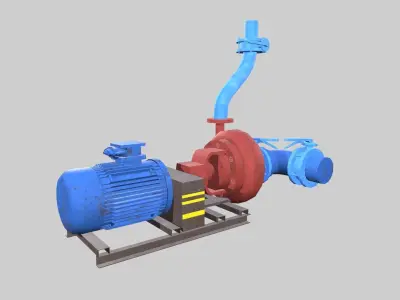 Pump Motor Inlet Outlet Low-poly 3D model