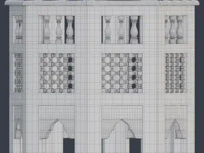 Moroccan octagonal side table 01 3D model