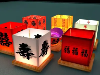 Chinese water lanterns 3D model