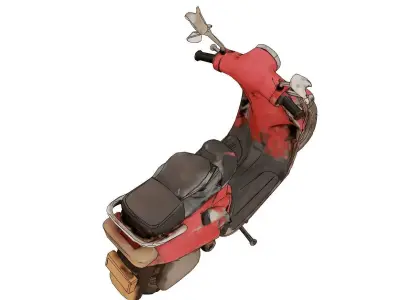 Abandoned motorcycle in ruins Low-poly 3D model