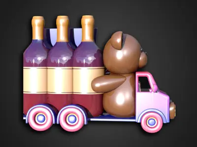 Asset - Cartoons - Food RedWine Car 3D model