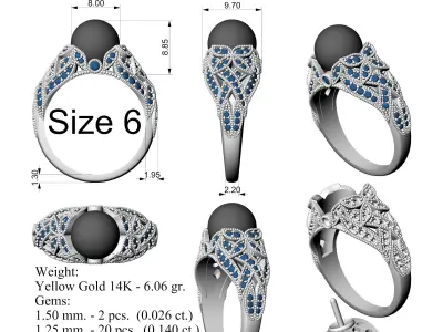 Huge Pearl Engagement Ring 3D print model