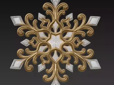 Golden Baroque Snowflake - Luxury Christmas Ornament Collection 3D Model Pack