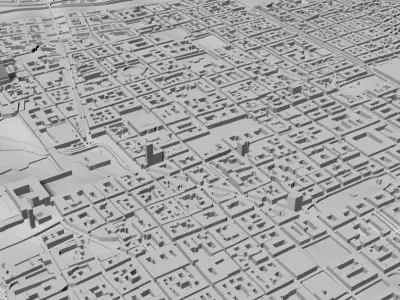 3D Turin Map 3D City Art Landmark Model of Turin Skyline 3D Art 3D print model