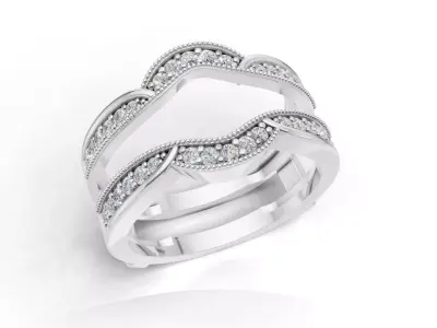 AV 709 Diamond Ladies Enhancer Double Guard Ring 3D print model