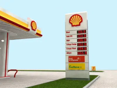 High Detail Gas Petrol Station - Shell 3D model