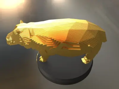 Parametric Hippo Low-poly 3D model