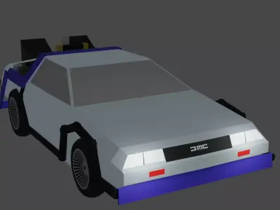 Delorean Retour Vers Le Future 2 D By DiaigueTV Free low-poly 3D model
