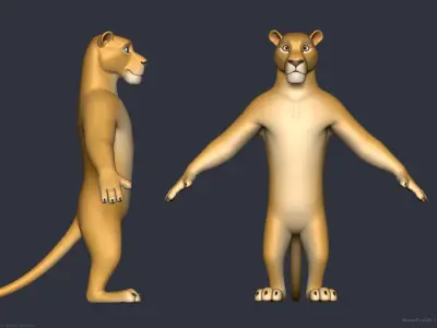 Stylized Cartoon Lion - Biped 3D model