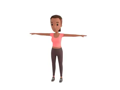 CartoonGirl032 Black Girl 3D model