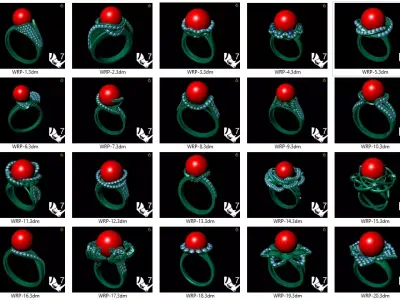 Collection of 20 ladies pearl rings - 1 3D print model