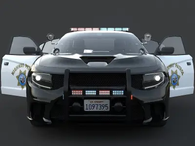 Police car Dodge Charger California highway patrol  Low-poly 3D model