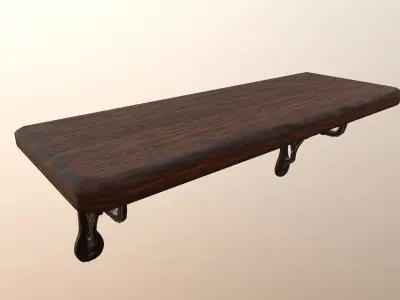 Vintage wooden shelf Low-poly 3D model