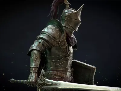 Dark crusader Knight - Game-ready Low-poly 3D model