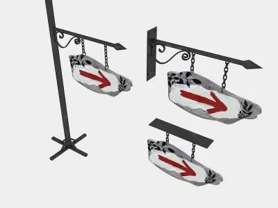 old wooden arrow sign 02 3D model Low-poly 3D model