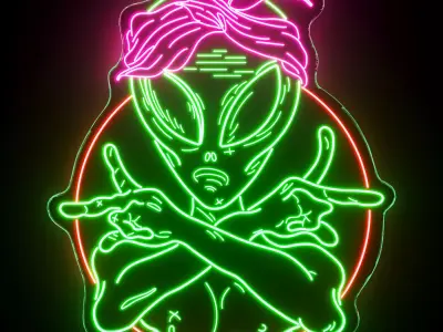 Alien Neon Sign 3D model