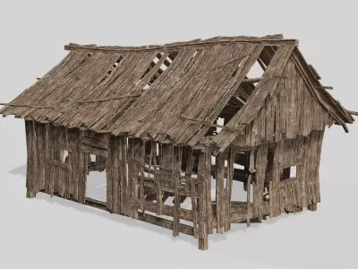 Thatch Hut House 08 For Games and Films 3D Model Low-poly 3D model