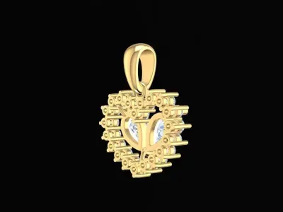 Luxury Heart Shape Diamond Pendant Jewelry 227 3D print model