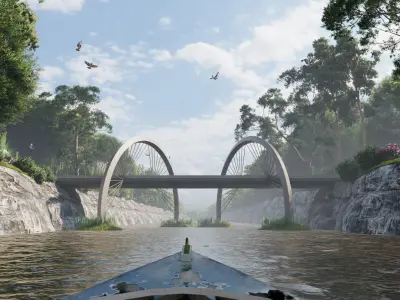 Bridge in middle of forest 3D model