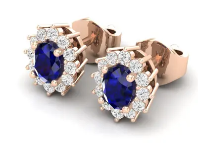 AV 678 Diamond Ladies Flower Shape Cluster Earrings 3D print model