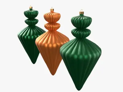 Christmas Tree Ornament Set10 - Green Orange 3D model