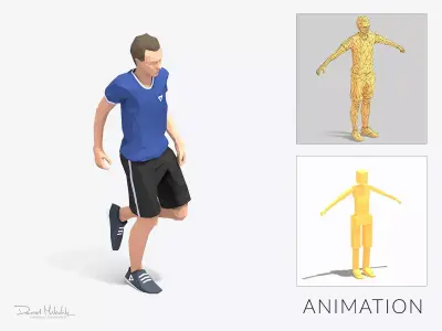 rest pose Exercise Man Animation Low-poly 3D model
