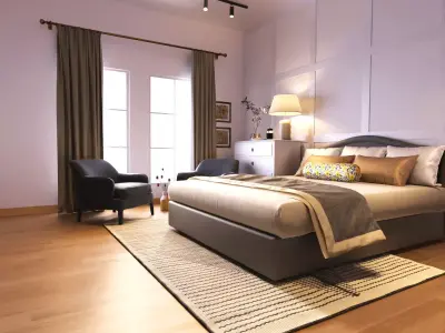 Cozy Bedroom interior scene  3D model