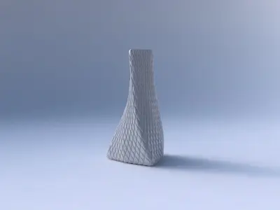 Vase twist tilted triangle with diagonal grid bulges 3D print model