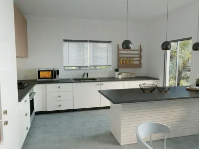 White Minimalist Kitchen 3D model