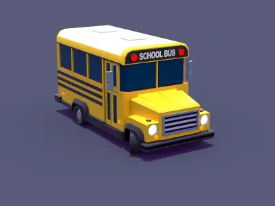 School bus Low-poly 3D model 2