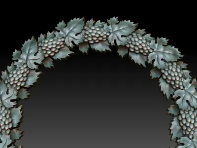 Decorative frame with Grapes and Leaves Free 3D model