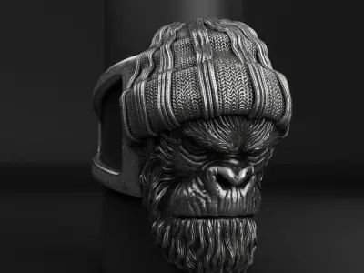 Animal Ring jewelry Gangster Monkey vol1  3D print model