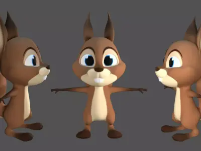 3D Cartoon Squirrel Character Model Mascot Low-poly 3D model
