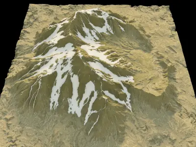 snow mountain with crater free 3d terrain model Free low-poly 3D model